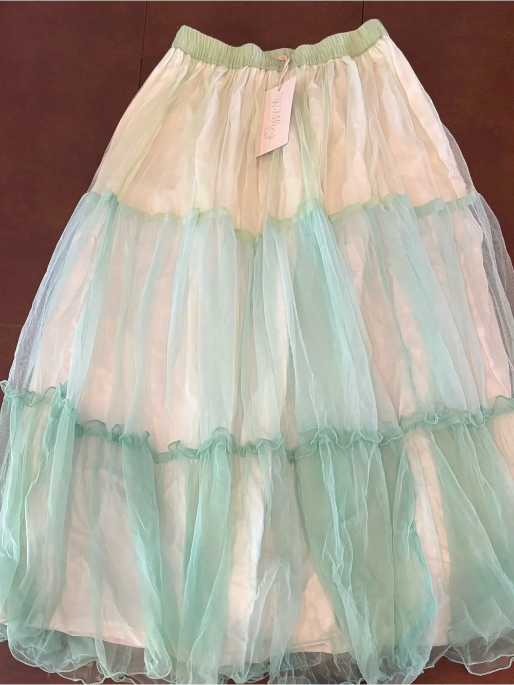 Girls Layered Tulle Skirt in Mint and White - Kiddo